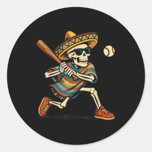 Cinco De Mayo Mariachi Skeleton Baseball Mexican S Runder Aufkleber