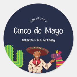 Cinco de Mayo Mexican Birthday Party Runder Aufkleber