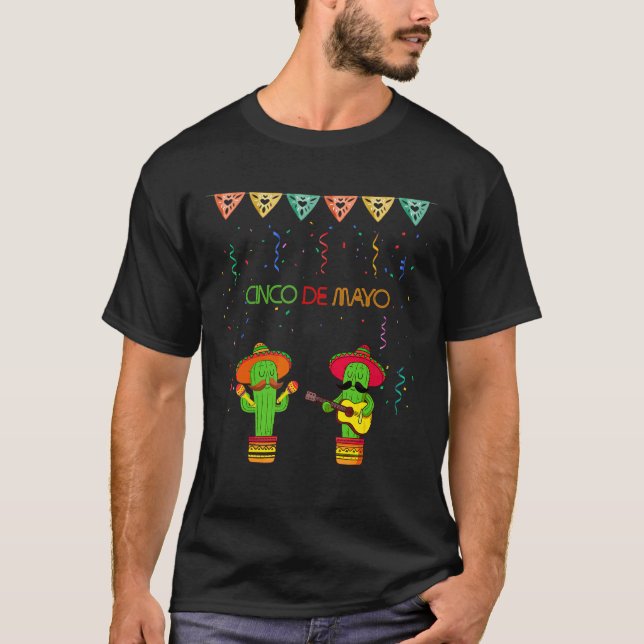Cinco De Mayo Mexican Cactus Sing T-Shirt (Vorderseite)