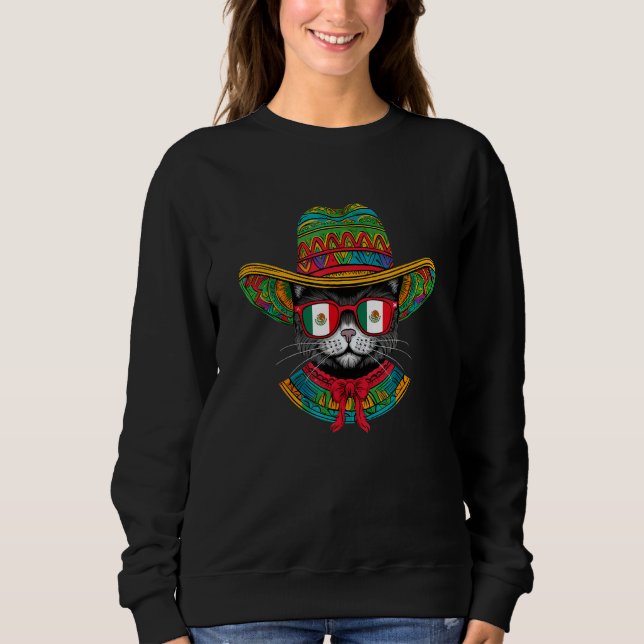 Cinco De Mayo Mexican Cat Fiesta 5 De Mayo Mens Wo Sweatshirt (Vorderseite)
