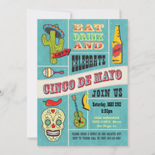 Cinco de Mayo Mexican Fiesta Party Einladungen