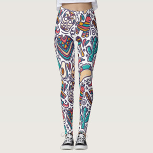 Cinco De Mayo Mexican Fiesta Seamless Pattern Leggings