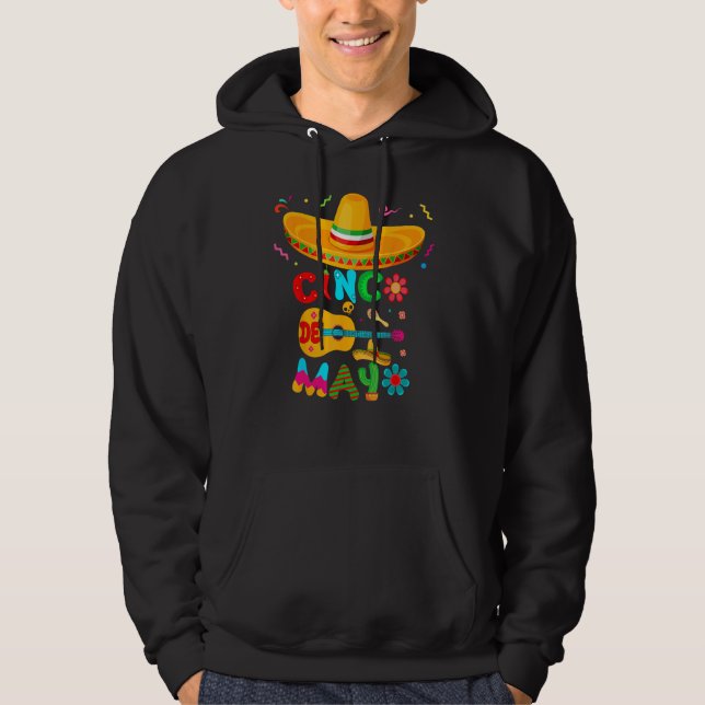 Cinco De Mayo Mexican Guitar Cactus for Men Women  Hoodie (Vorderseite)