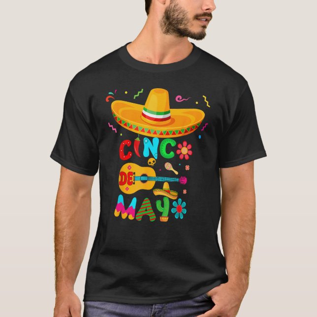 Cinco De Mayo Mexican Guitar Cactus for Men Women  T-Shirt (Vorderseite)