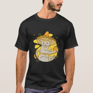 Cinco de Mayo Mexican Taco Cat with Sombrero Graph T-Shirt