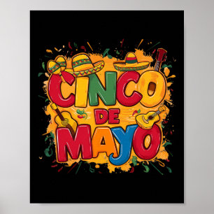 Cinco De Mayo Mexikanische Gitarre Kaktus Für Männ Poster