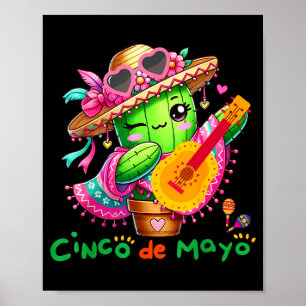 Cinco De Mayo Mexikanische Gitarre Kaktus Für Männ Poster