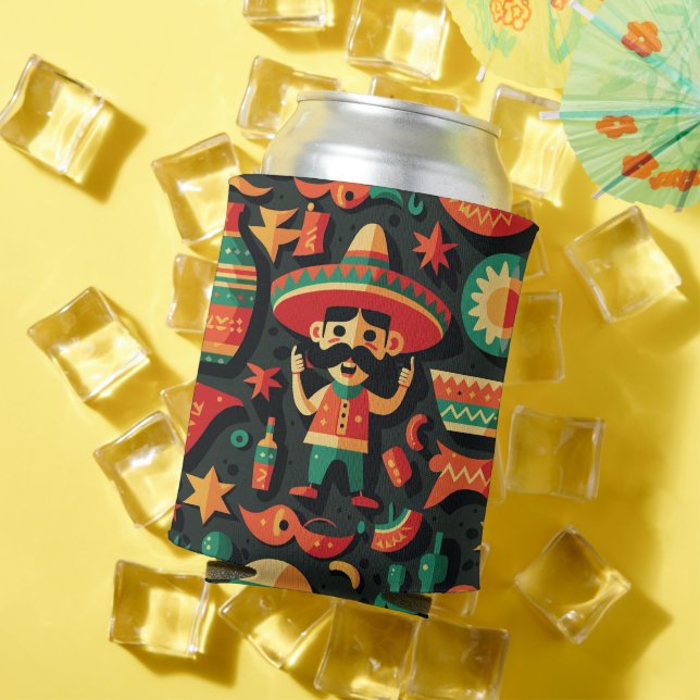 Cinco de Mayo. Mexikanischer heller Cartoon Dosenkühler (In Situ Sommer)