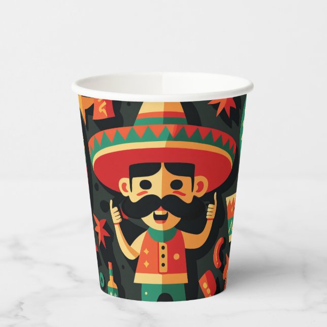 Cinco de Mayo. Mexikanischer heller Cartoon Pappbecher (Links)