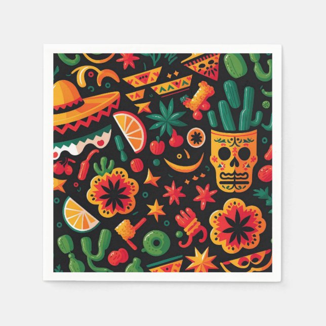 Cinco de Mayo. Mexikanischer heller Cartoon Serviette (Vorderseite)