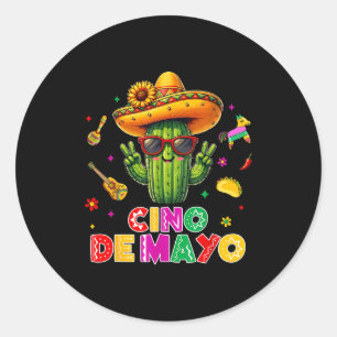 Cinco de Mayo mexikanischer Kaktus lustig lass uns Runder Aufkleber