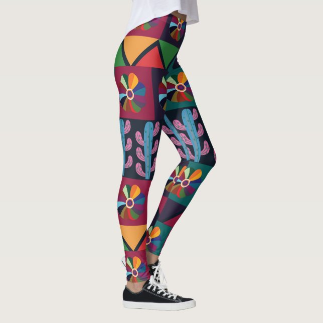 Cinco De Mayo Mexikanisches Kunstmuster Leggings (Rechts)