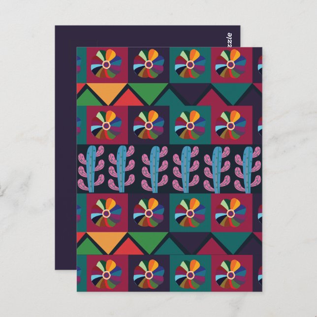 Cinco De Mayo Mexikanisches Kunstmuster Postkarte (Vorne/Hinten)