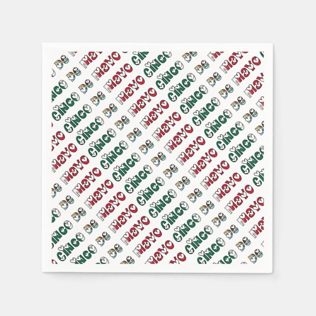 Cinco de Mayo Mexiko - Farbtypografie der mexikani Serviette (Vorderseite)