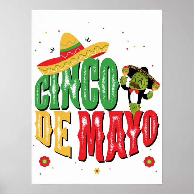 Cinco De Mayo mit Hat Cactus Funny Cinco De Mayo Poster (Vorne)