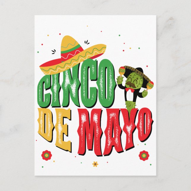 Cinco De Mayo mit Hat Cactus Funny Cinco De Mayo Postkarte (Vorderseite)