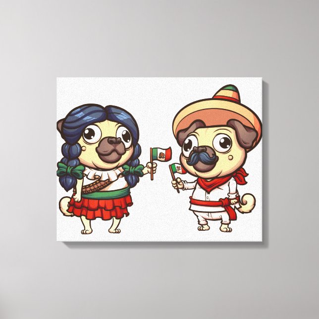 Cinco De Mayo Mops Canvas Print Leinwanddruck (Vorderseite)