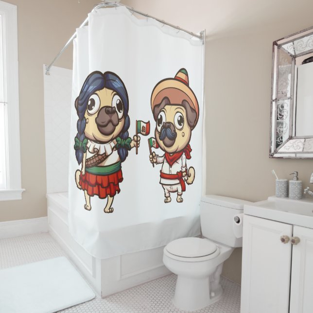 Cinco De Mayo Mops Duschvorhang (Beispiel)