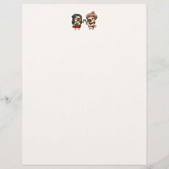 Cinco De Mayo Mops Letterhead Briefbogen (Vorderseite)