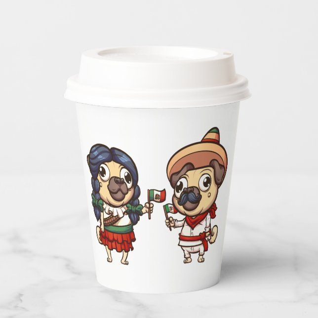 Cinco De Mayo Mops Paper Cups Pappbecher (Vorderseite)