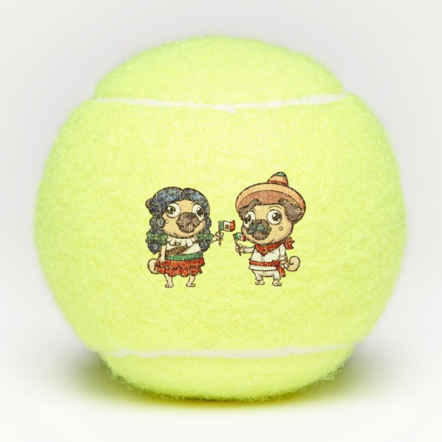 Cinco De Mayo Mops Tennis Balls Tennisbälle (Vorderseite)