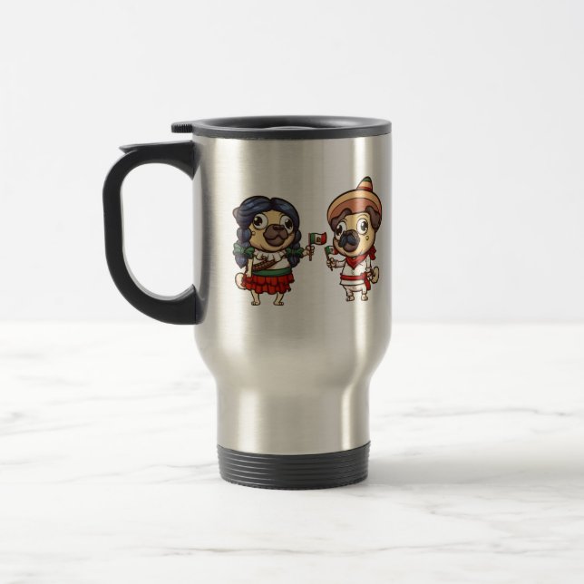 Cinco De Mayo Mops Travel Mug Reisebecher (Links)
