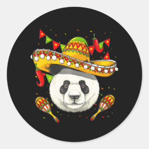 Cinco de Mayo Panda Mexican Lover Sombrero Panda Runder Aufkleber