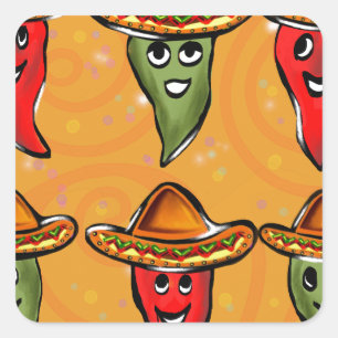 Cinco de Mayo Paprikaschoten Quadratischer Aufkleber