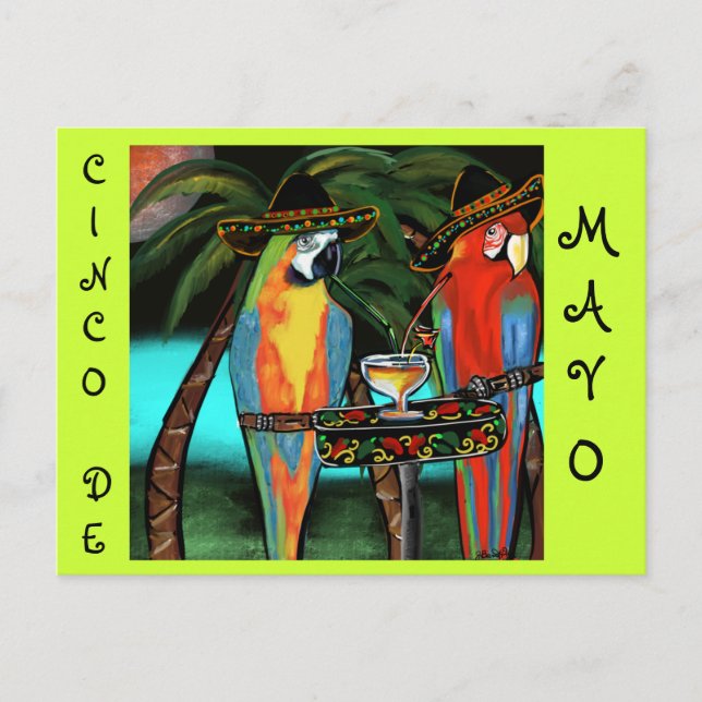 CINCO DE MAYO PARROTS POSTKARTE (Vorderseite)