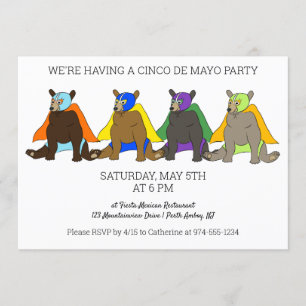 Cinco De Mayo Party Mexiko Luchador Bears Einladung