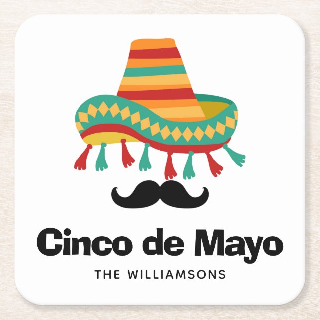 Cinco de Mayo Personalisiert Rechteckiger Pappuntersetzer (Vorderseite)
