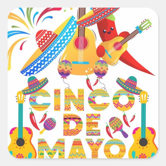 cinco de mayo quadratischer aufkleber (Vorderseite)