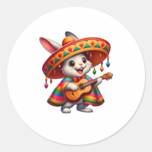 Cinco de Mayo Rabbit Wear Mexican Sombrero Men Runder Aufkleber