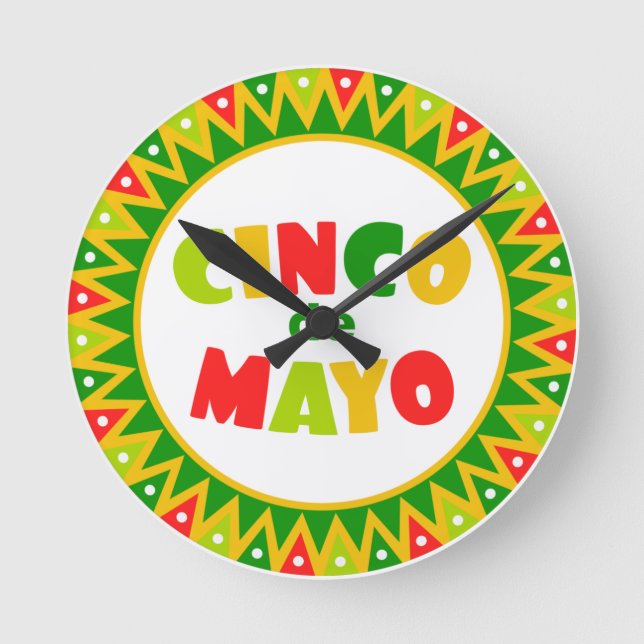 Cinco de Mayo Runde Wanduhr (Vorderseite)