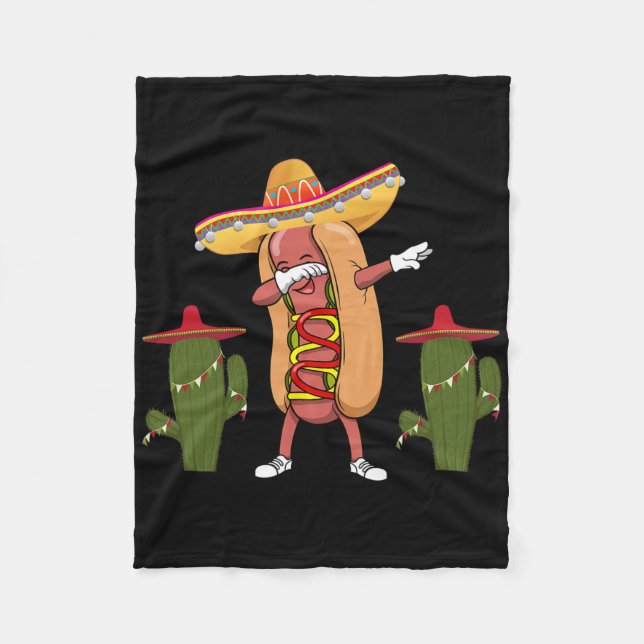 Cinco De Mayo Shirt Hot Dog Cactus Dancing Fleecedecke (Vorderseite)