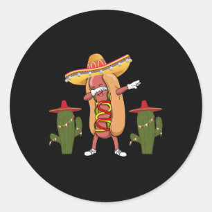 Cinco De Mayo-Shirt Hot Dog Kaktus Tanzend Runder Aufkleber
