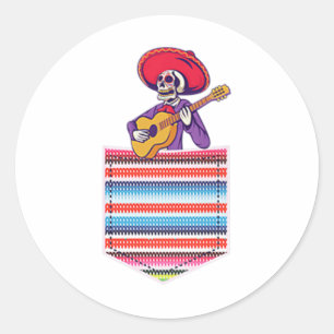Cinco De Mayo Shirt Mexican Fiesta Calaca Pocket B Runder Aufkleber