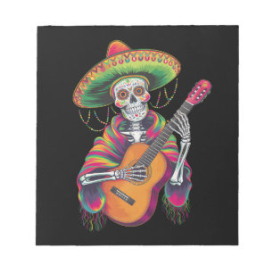 Cinco De Mayo Skelett Schädel Fiesta Gitarre Notizblock