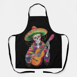 Cinco De Mayo Skelett Schädel Fiesta Gitarre Schürze