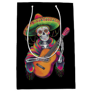 Cinco De Mayo Skelett Totenkopf Fiesta Gitarre Mittlere Geschenktüte