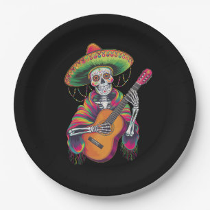 Cinco De Mayo Skelett Totenkopf Fiesta Gitarre Pappteller