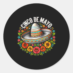 Cinco De Mayo Sombrero Blumen Mexikanische Fiesta Runder Aufkleber