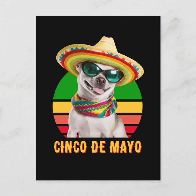 Cinco de Mayo Sombrero Chihuahua mit Sonnenbrille Postkarte (Vorderseite)