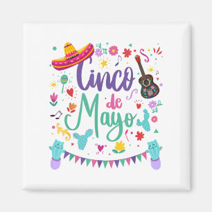 Cinco de Mayo Sombrero Guitar, cactus Fiesta For W Magnet