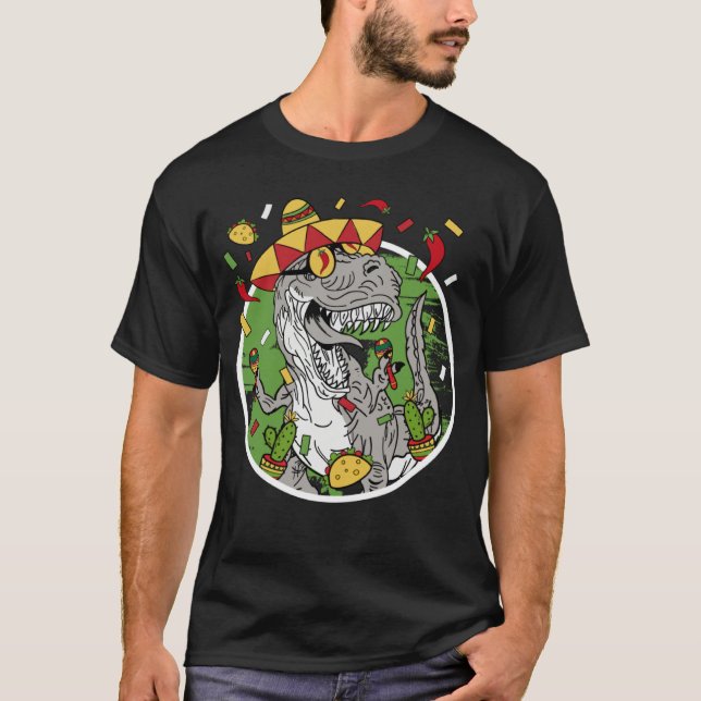 Cinco De Mayo Sombrero Hat Dinosaur Kids Boys Mexi T-Shirt (Vorderseite)