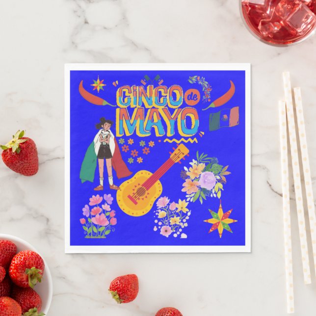 Cinco De Mayo strahlend blau Serviette (Beispiel)