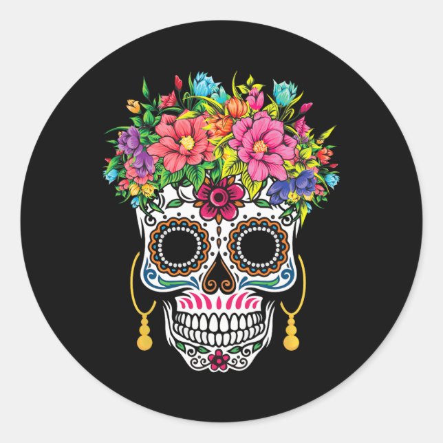 Cinco De Mayo Sugar Skull Dia De Los Muertos Day O Runder Aufkleber (Vorderseite)