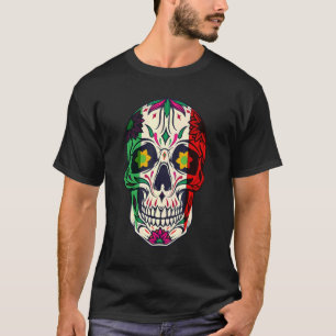 Cinco De Mayo Sugar Skull mexikanische Flagge Stre T-Shirt