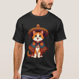 Cinco De Mayo Süße Mexikanische Katze Sombrero Pon T-Shirt