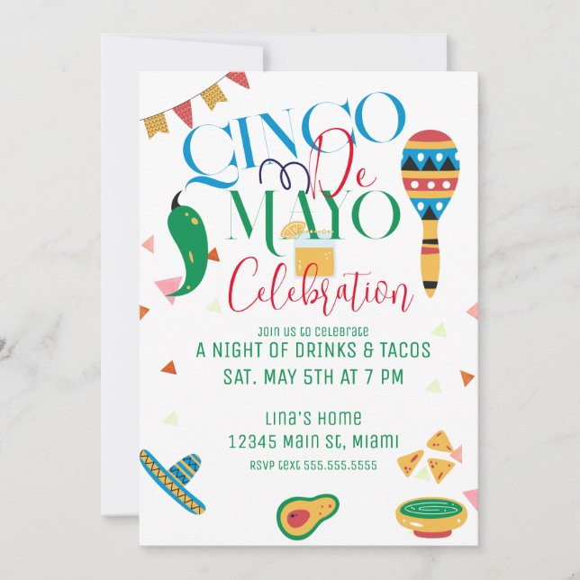 Cinco De Mayo Taco Party Fiesta Celebration Einladung (Vorderseite)